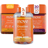 Kit Move Completo - Creatina + Beauty Glow + Ômega 3 (1 Mês) > GANHE 1 BRINDE < - Move Skin Beauty