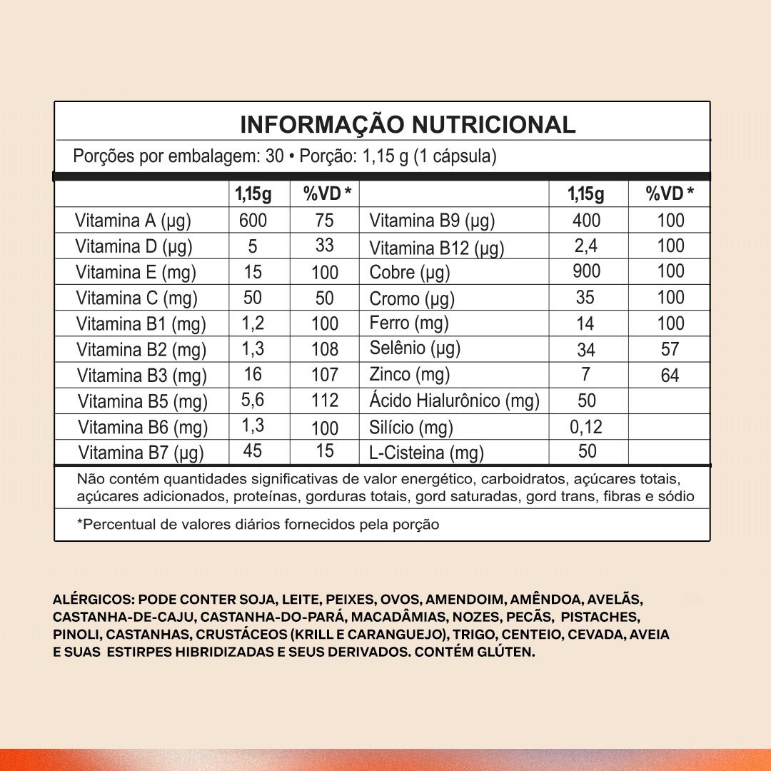 Beauty Glow Multivitamínico Pele, Cabelo e Unha 30 Cápsulas (1 Mês) - Move Skin Beauty