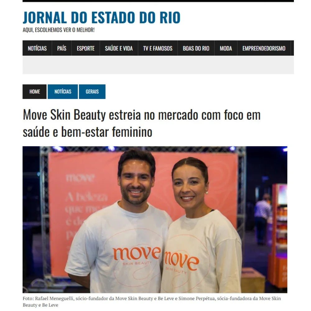 Fundadores da Move Skin Beauty no jornal do Estado do RJ.