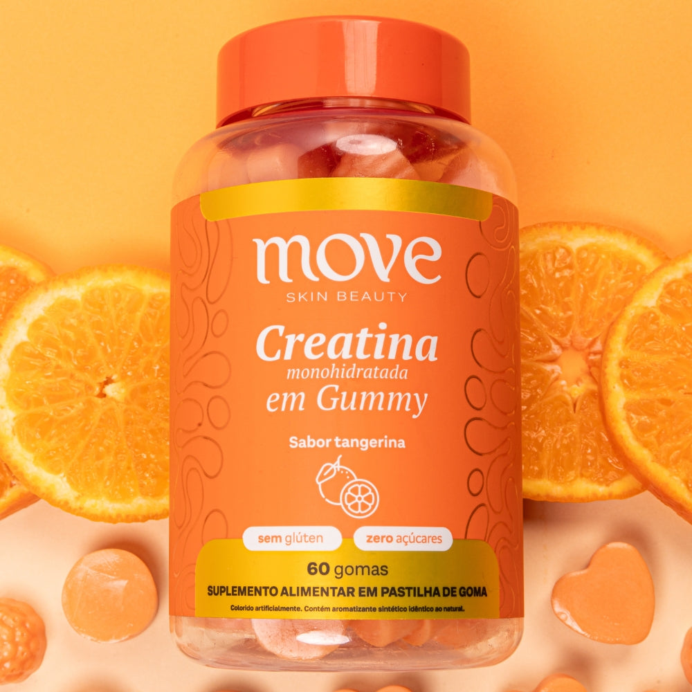 Creatina Gummy Monohidratada Move Skin Beauty Sabor Tangerina com 60 Unidades