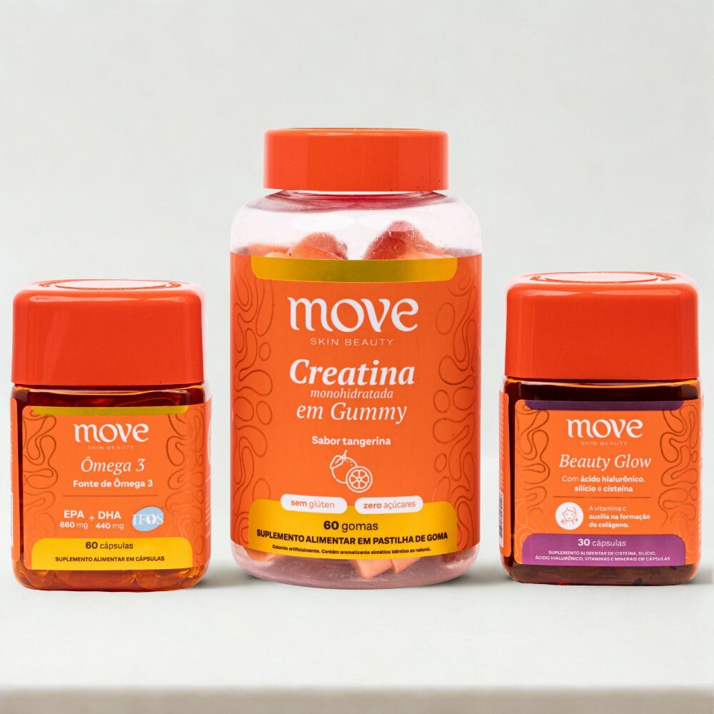 Kit Nutricosméticos Move Skin Beauty: Creatina Gummy,  Beauty Glow e Ômega 3