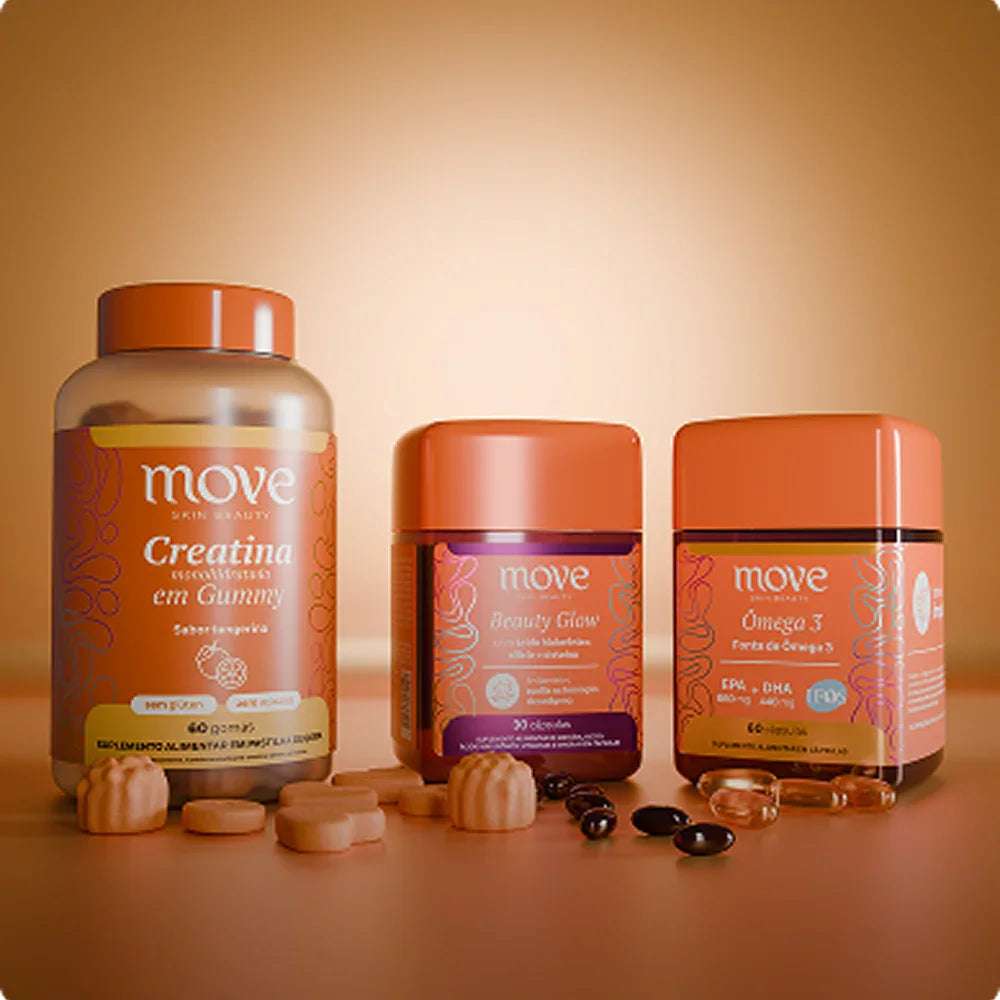 Kit Nutricosméticos Move Skin Beauty: Creatina Gummy,  Beauty Glow e Ômega 3