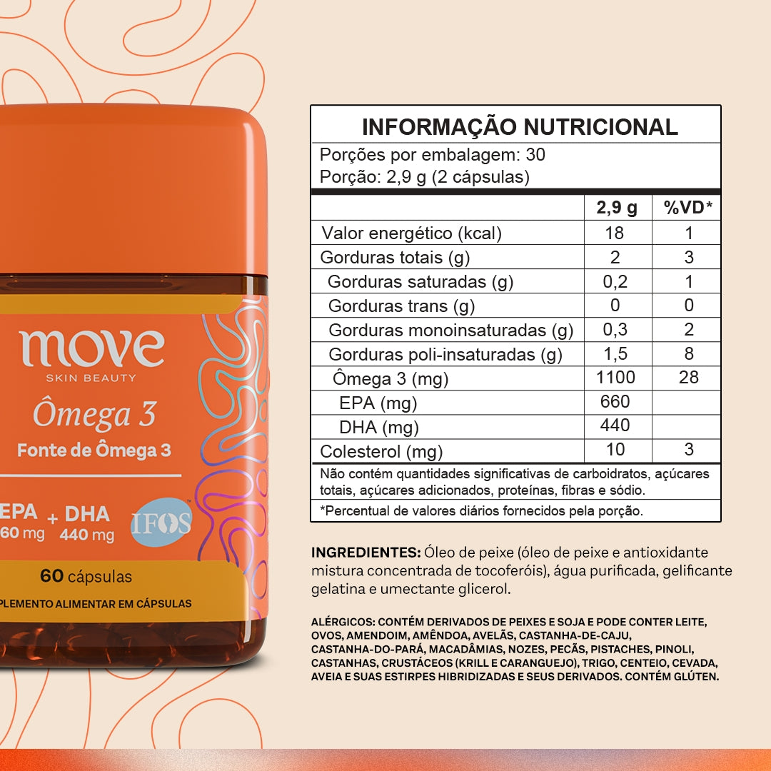 Ômega 3 Concentrado 660 EPA 440 DHA IFOS™ 60 Cápsulas (1 Mês) - Move Skin Beauty