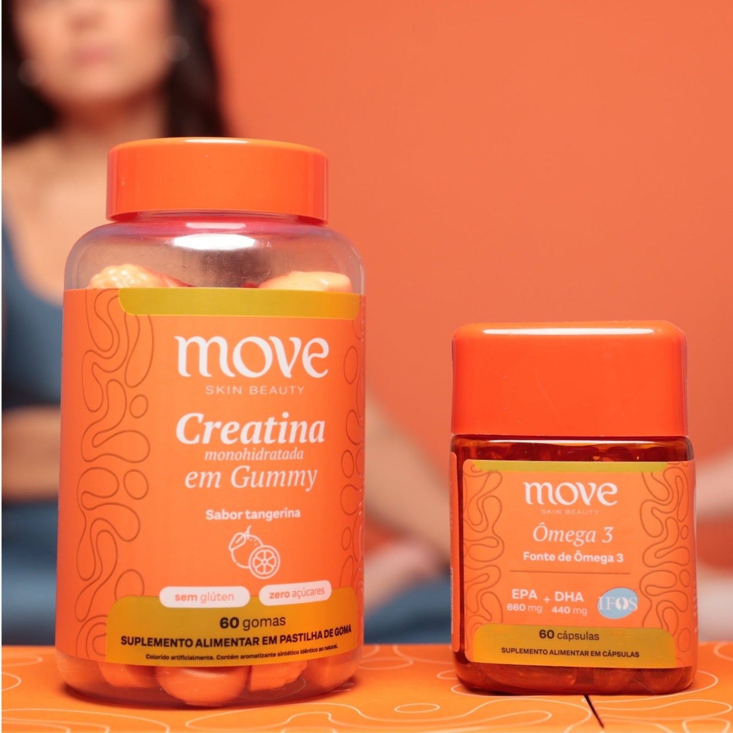 Kit Creatina Gummy Tangerina Monohidratada + Ômega 3 - Move Skin Beauty