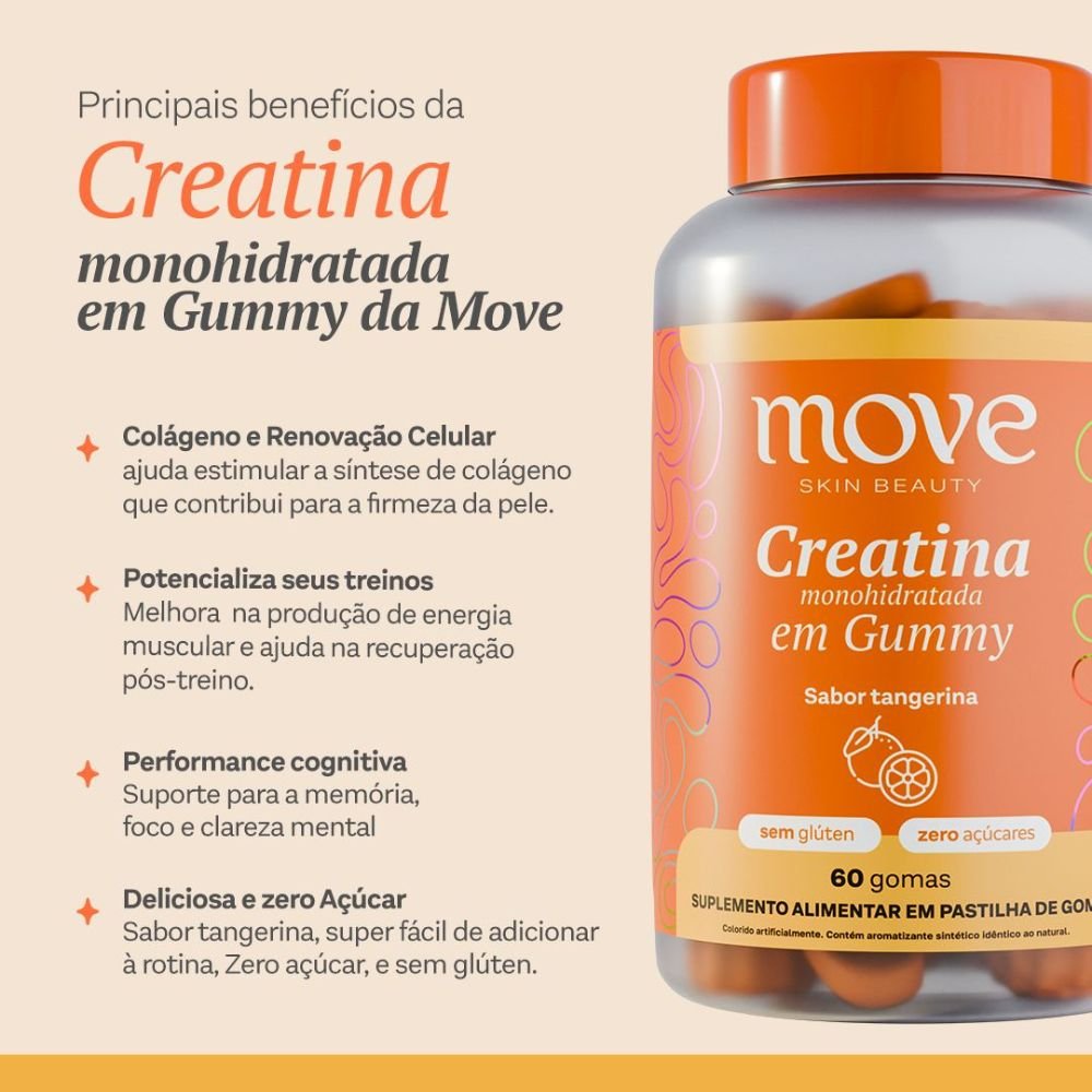 Kit Creatina Gummy Tangerina Monohidratada + Ômega 3 - Move Skin Beauty